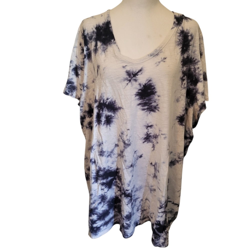 Lane Bryant Plus Tie Dye Tee White/Blue sz 26/28 - Picture 4 of 4